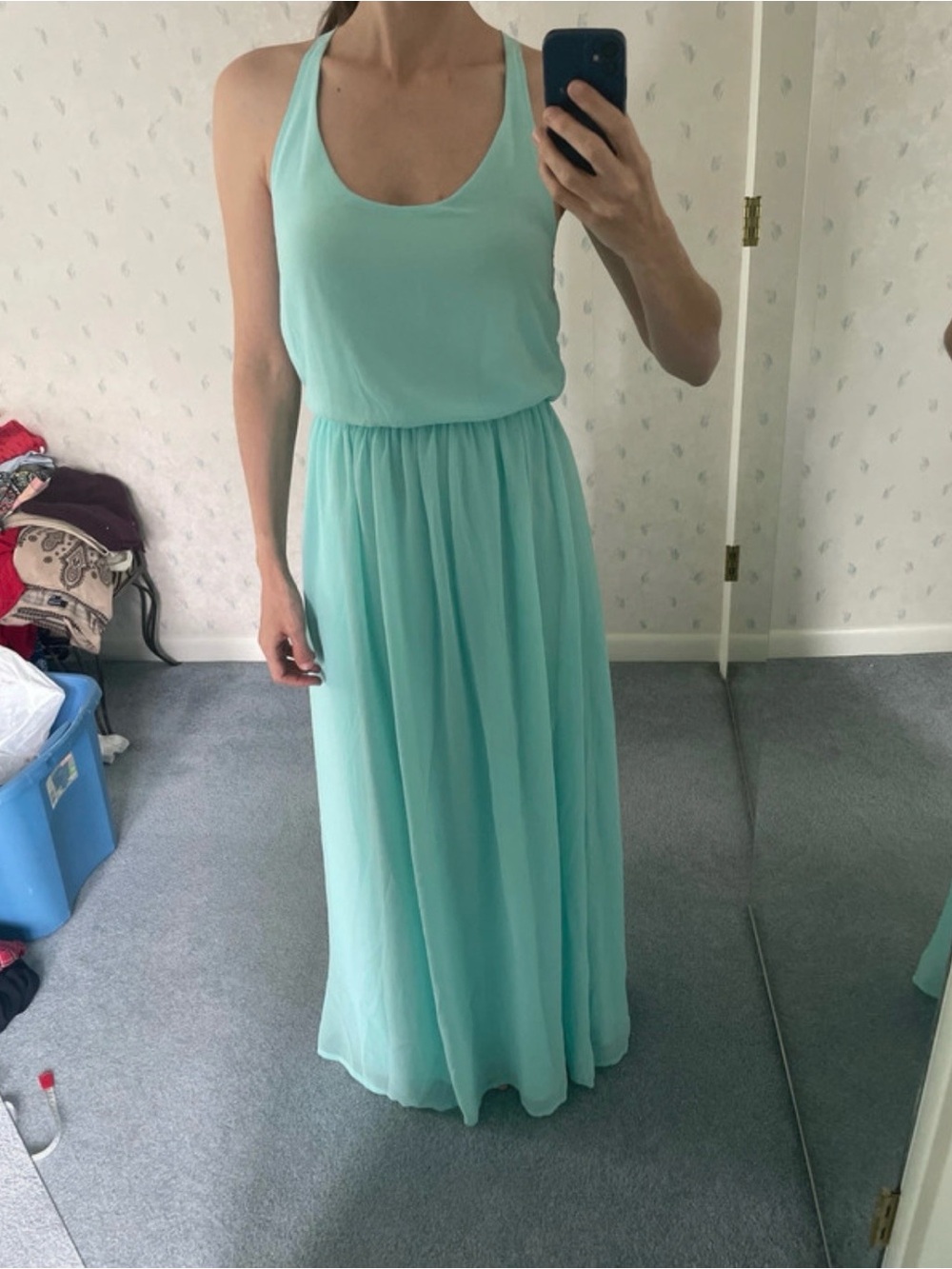 European Pull&Bear Turquoise Maxi Dress with Spaghetti Straps